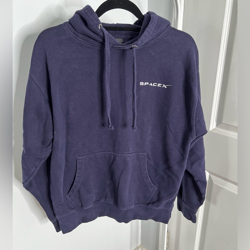 SpaceX Mens Hoodie Pullover Navy Blue Long Sleeve: Size MEDIUM